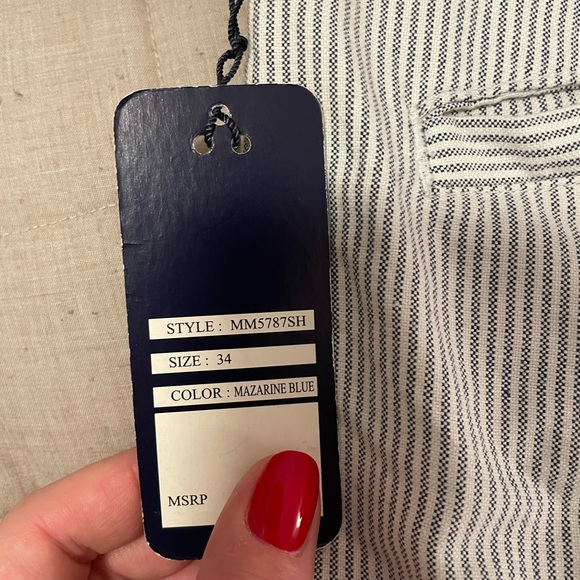 Blue and White striped shorts - Picture 2 of 5